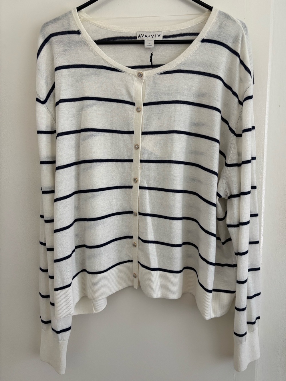 Ava & Viv Striped Button-Front Top